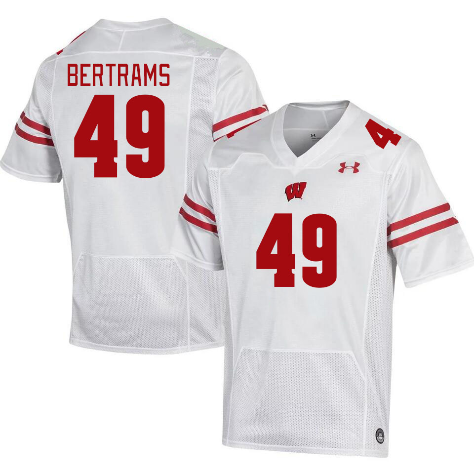 Men #49 Atticus Bertrams Wisconsin Badgers College Football Jerseys Stitched Sale-White